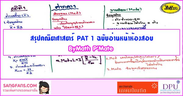 สรุปคณิตศาสตร์ Pat1 ฉบับอ่านหน้าห้องสอบ Bymath P'Mate